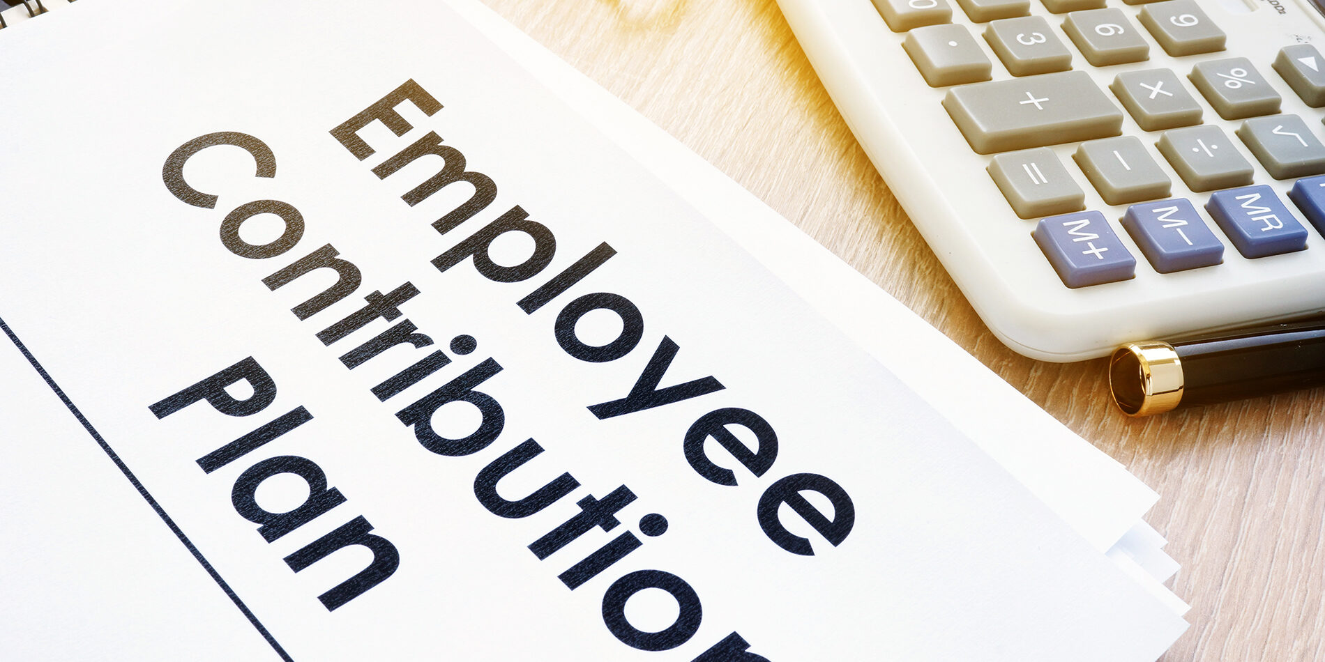 Documents with title Employee Contribution Plan on a desk. 2023 Payroll Contribution Limits for Company Retirement Plans
